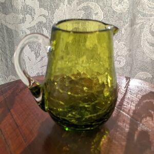 Green Crackle Glass Pitcher Vase